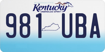 KY license plate 981UBA