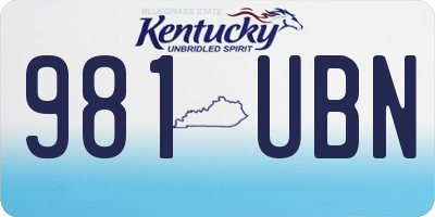 KY license plate 981UBN