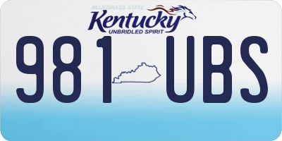 KY license plate 981UBS
