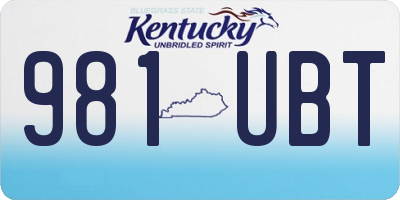 KY license plate 981UBT