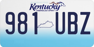 KY license plate 981UBZ
