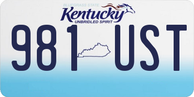 KY license plate 981UST