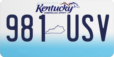 KY license plate 981USV