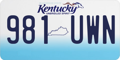 KY license plate 981UWN
