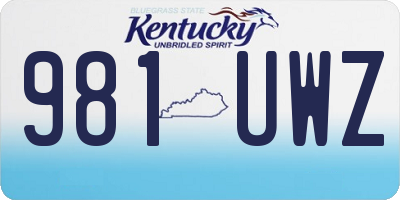KY license plate 981UWZ