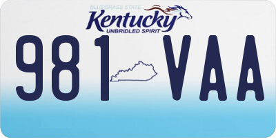 KY license plate 981VAA