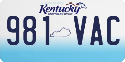 KY license plate 981VAC