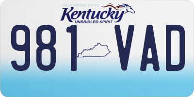 KY license plate 981VAD
