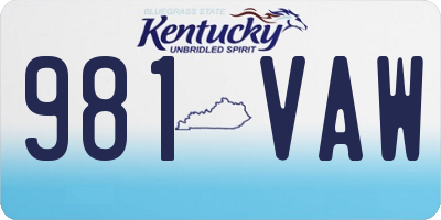 KY license plate 981VAW