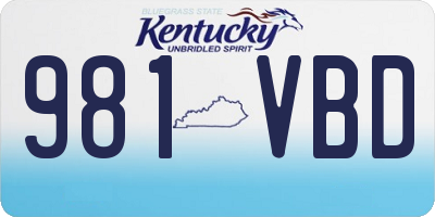 KY license plate 981VBD