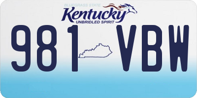 KY license plate 981VBW