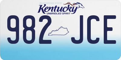 KY license plate 982JCE