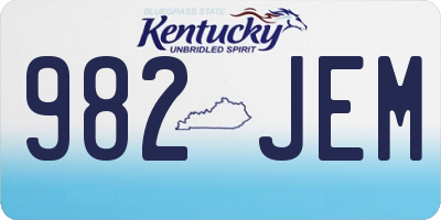 KY license plate 982JEM