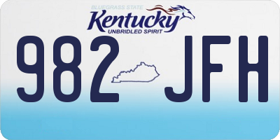 KY license plate 982JFH