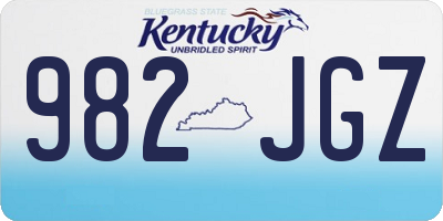 KY license plate 982JGZ