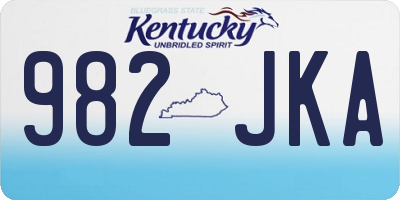 KY license plate 982JKA