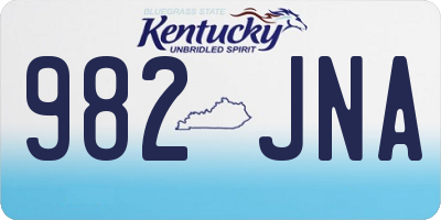 KY license plate 982JNA