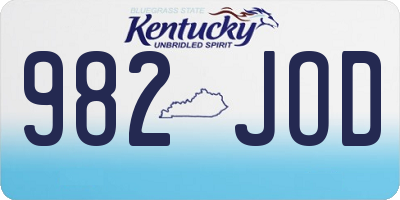KY license plate 982JOD