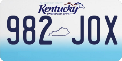 KY license plate 982JOX