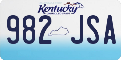 KY license plate 982JSA