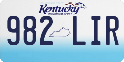 KY license plate 982LIR
