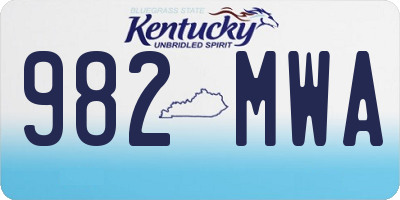 KY license plate 982MWA