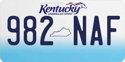 KY license plate 982NAF
