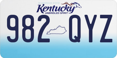 KY license plate 982QYZ