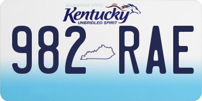KY license plate 982RAE