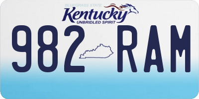 KY license plate 982RAM