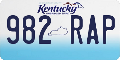 KY license plate 982RAP