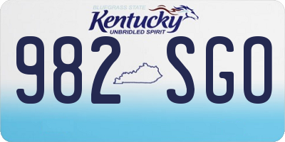 KY license plate 982SGO