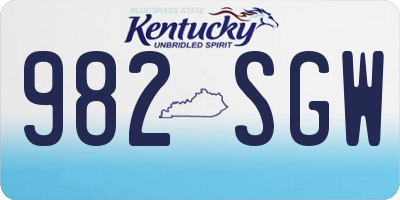 KY license plate 982SGW