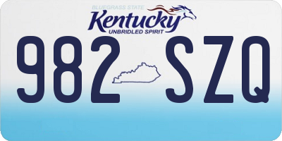 KY license plate 982SZQ