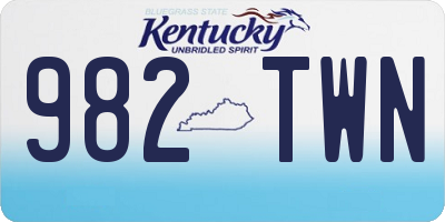KY license plate 982TWN