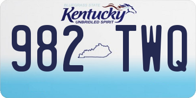 KY license plate 982TWQ