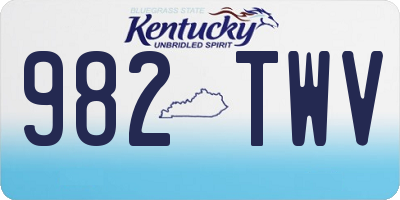 KY license plate 982TWV