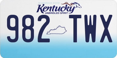 KY license plate 982TWX