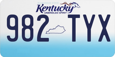 KY license plate 982TYX