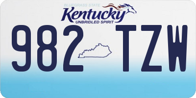 KY license plate 982TZW