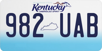 KY license plate 982UAB