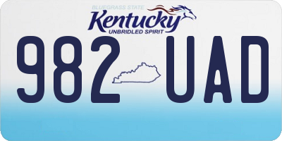 KY license plate 982UAD