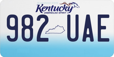 KY license plate 982UAE