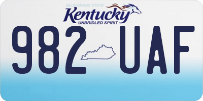 KY license plate 982UAF