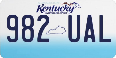 KY license plate 982UAL