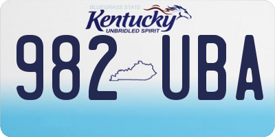 KY license plate 982UBA