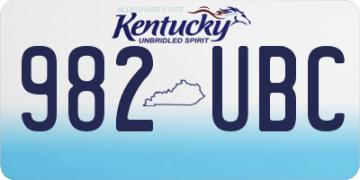 KY license plate 982UBC