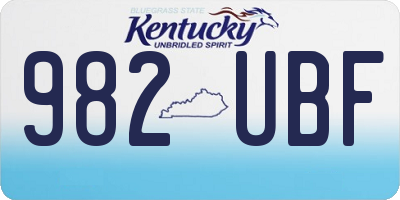 KY license plate 982UBF