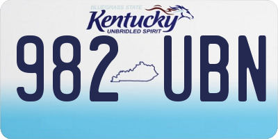 KY license plate 982UBN