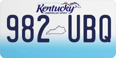 KY license plate 982UBQ